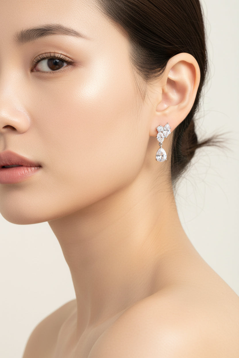 Minimalist Geometric Teardrop Earrings, E5078 Platinum Gold Petite Oval Elegant Stud Earrings for Women Daily Party Jewelry