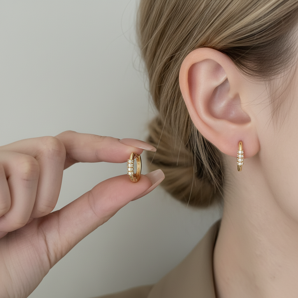 Gold & White Gold Padlock Earrings | Copper Electroplated Zircon Earrings