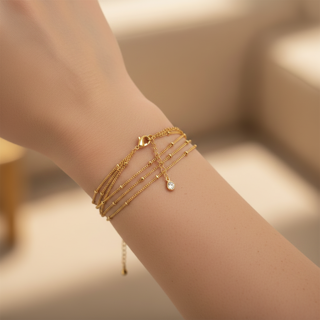 14K Gold Minimalist Stackable Bracelet | Adjustable Dainty Women Jewelry US2US Fast Ship