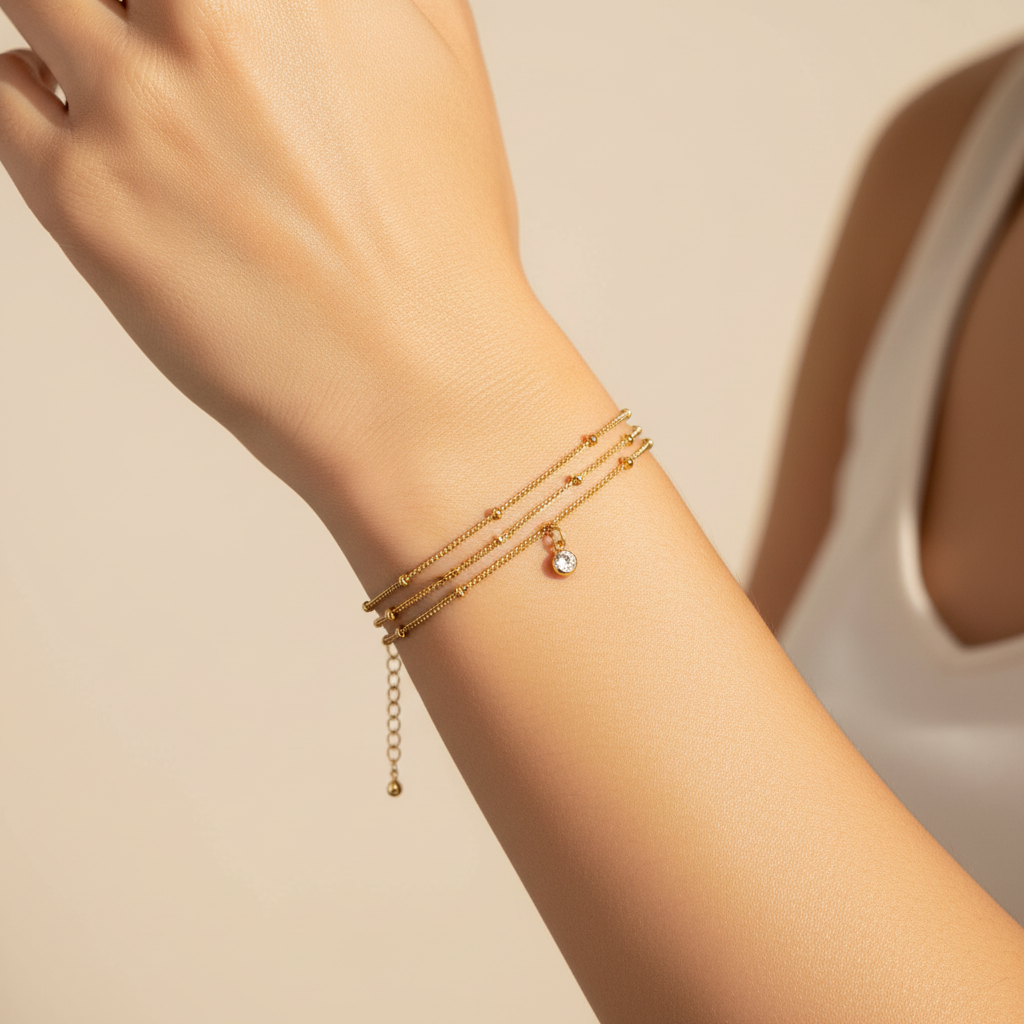 14K Gold Minimalist Stackable Bracelet | Adjustable Dainty Women Jewelry US2US Fast Ship