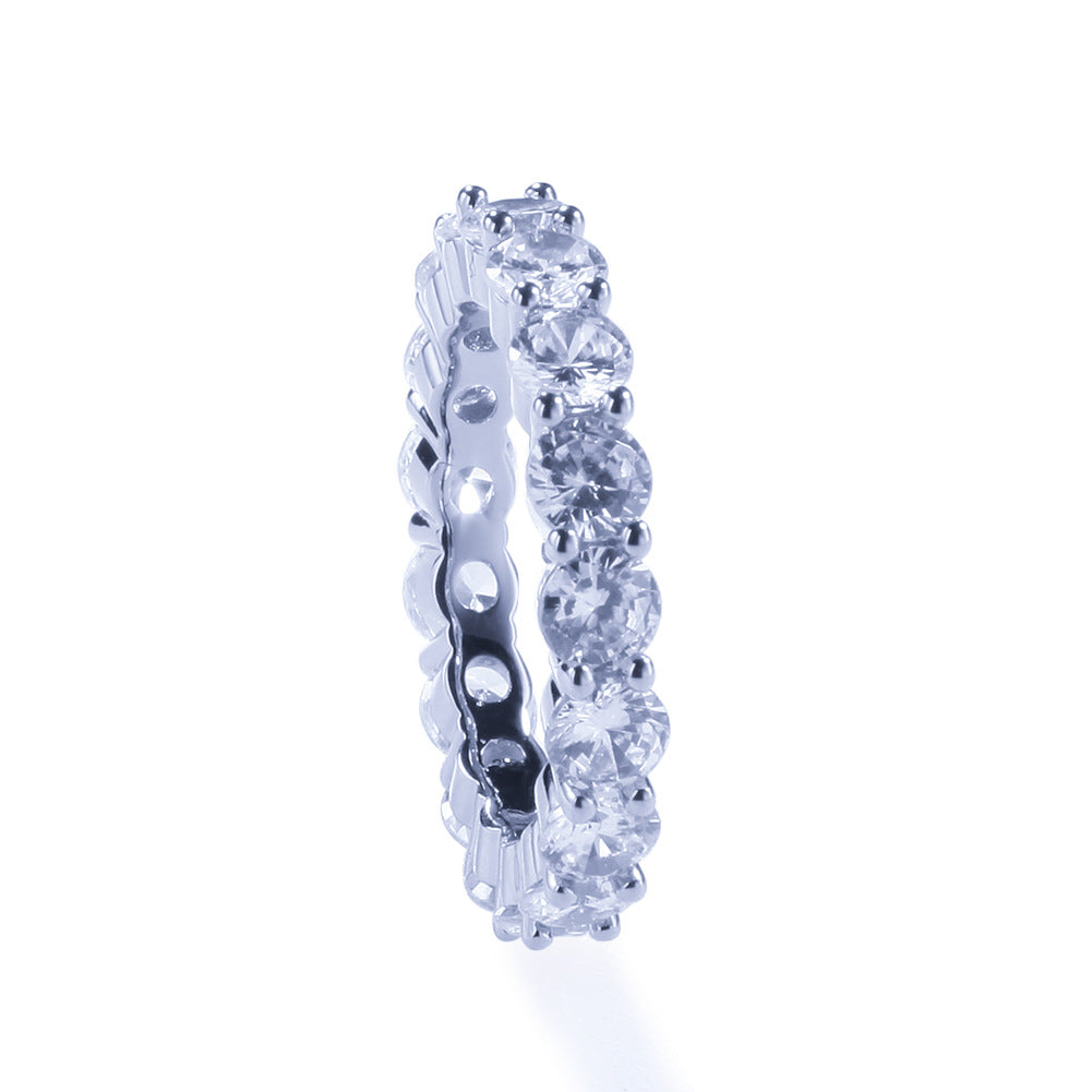 Single-row Zircon Ring For Men And Women