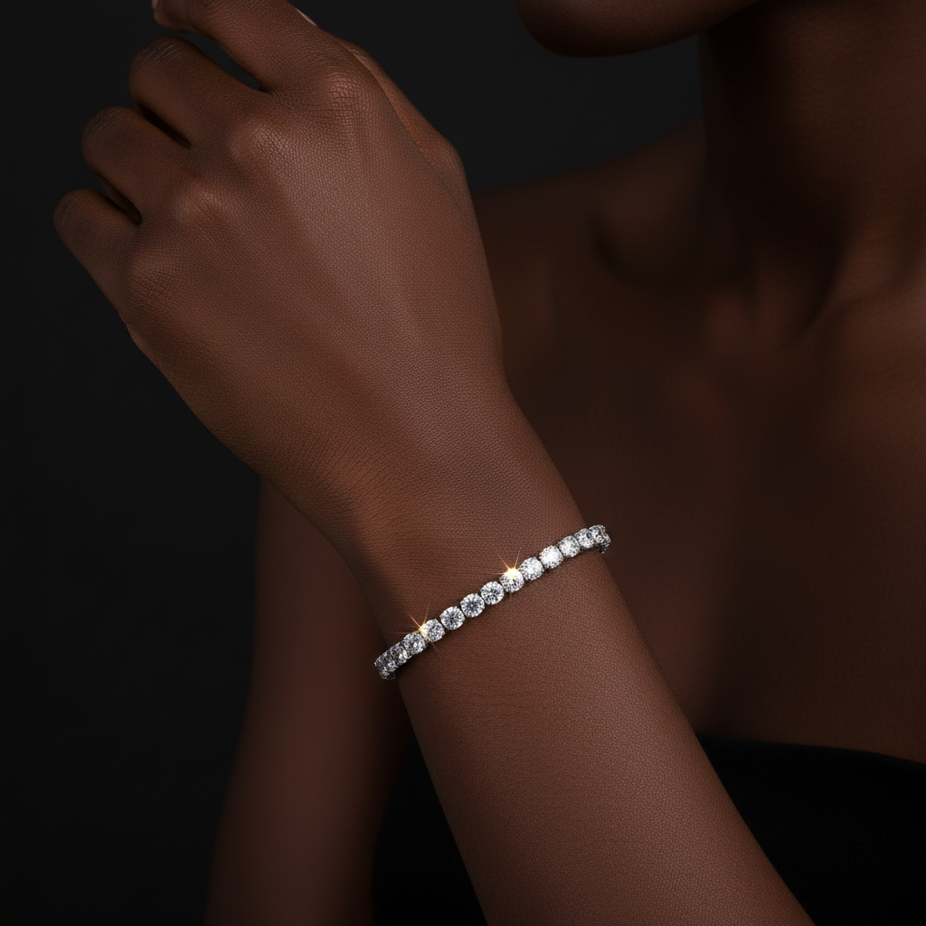 14K Gold Plated Sparkling Tennis Chain Bracelet Shiny Cubic Zirconia Dainty Unisex Wristband Elegant Jewelry for Wedding Party Daily Casual Wear Fast US Shipping