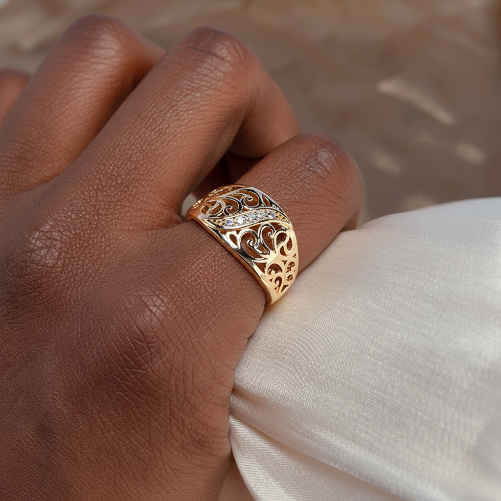 Retro Hollow Micro-inlaid Zircon Ring | Shopify Full Set Viral Listing Copy