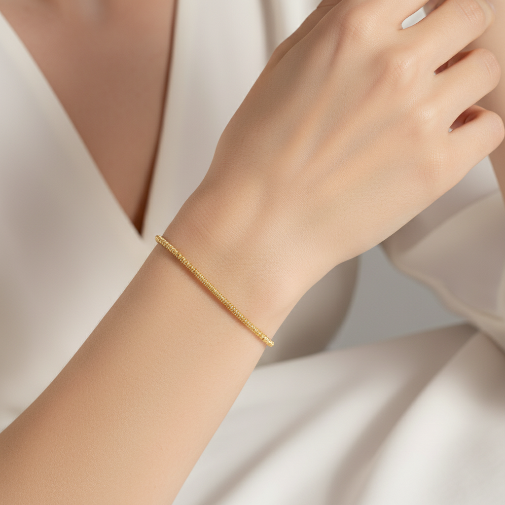 3Pcs Golden Jewelry Set, Minimalist Gold Textured Necklace, Bracelet & Ring, Elegant Stackable Accessories for Women|US2US Fast Shipping