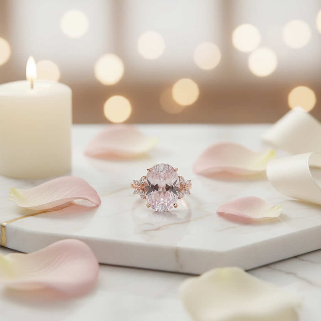 5-Carat Natural Morganite Ring 18K Ro5 Carat Natural Morganite Ring for Women, 18K Rose Gold Plated Butterfly Geometric Adjustable Copper Ring, Pastoral Luxury Fine Jewelryse-Gold Plated