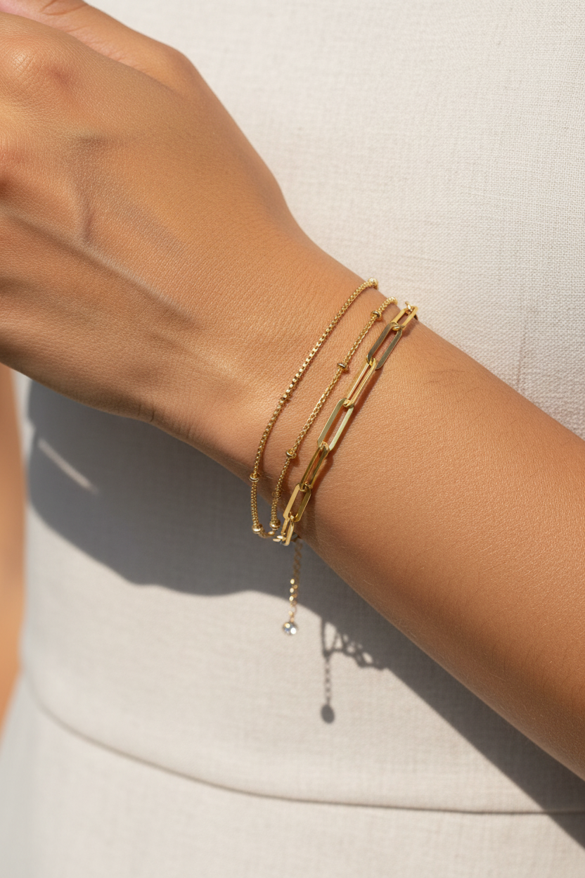 Dainty 14K Gold Filled Layered Bracelets for Women | Evil Eye, Pearl & Turtle Charm Adjustable Stackable Gold Bracelet | Hypoallergenic Tarnish Resistant Jewelry Gift