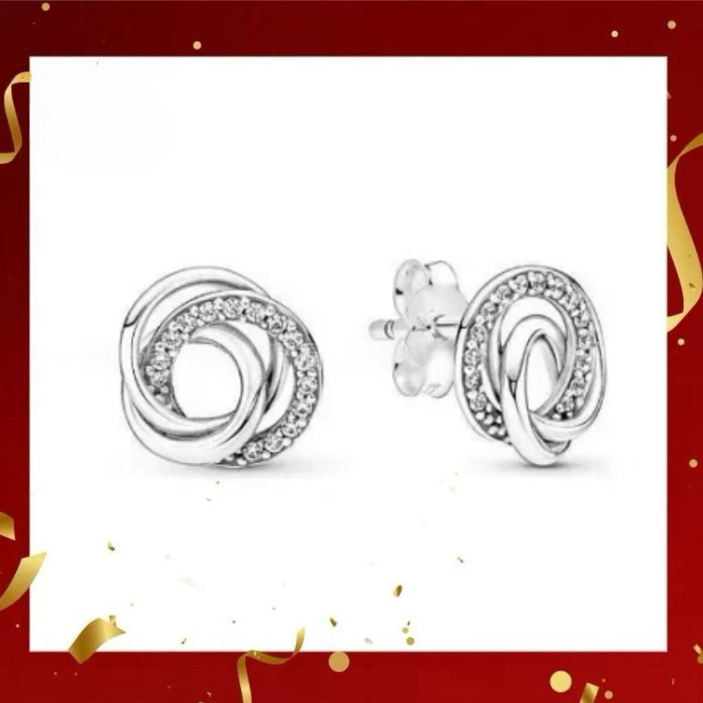 Heart-Shaped Castle Eternal Pendant Sparkling Round Halo Necklace And Earrings