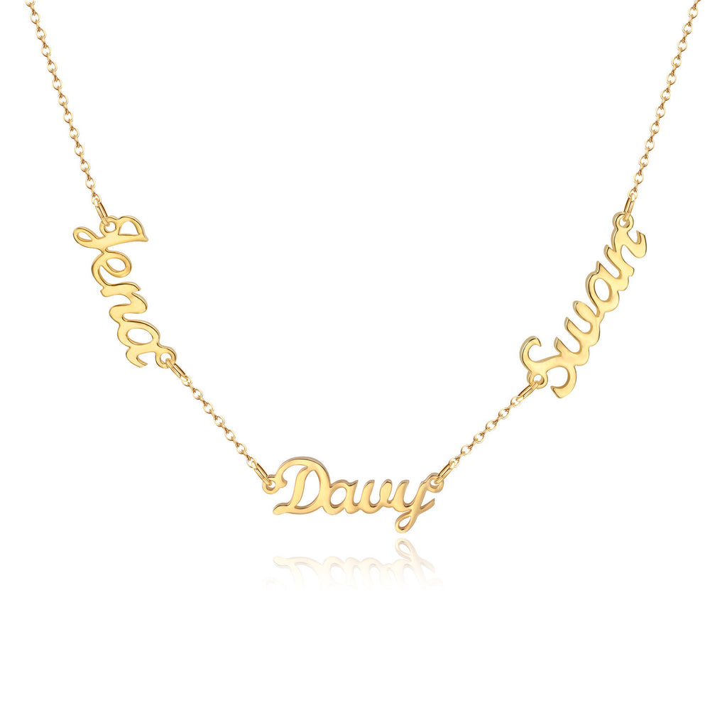 Custom Two Name Engraved Necklace | Minimalist O Word Chain Jewelry