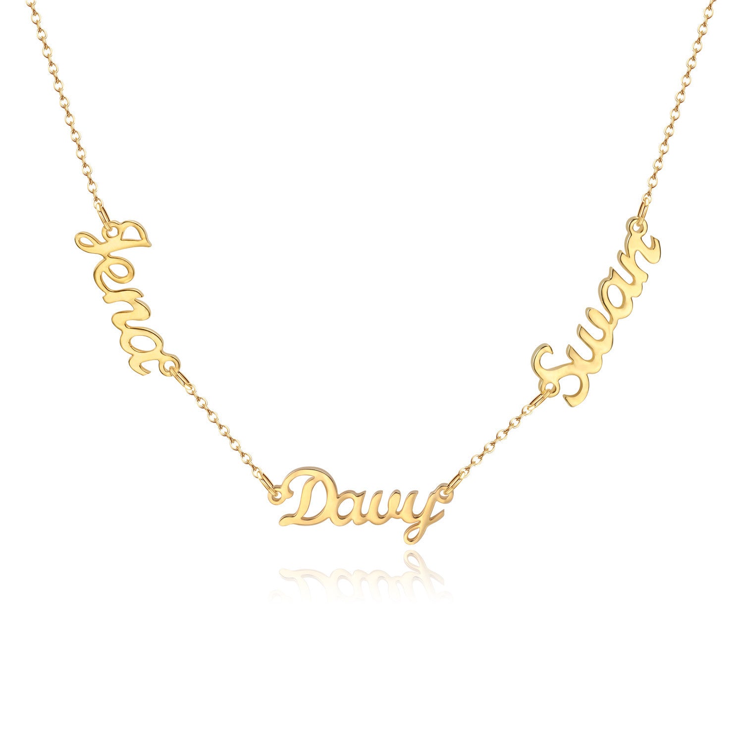 Custom Two Name Engraved Necklace | Minimalist O Word Chain Jewelry