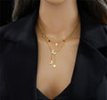 Moon And Stars Necklace Gold Layered Chain Astrology Jewelry|US2US Fast Ship