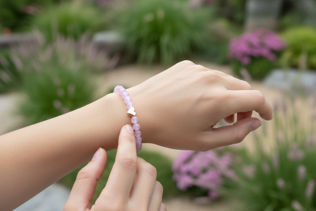 Natural Stone Healing Stone Beaded Bracelet Stainless Steel