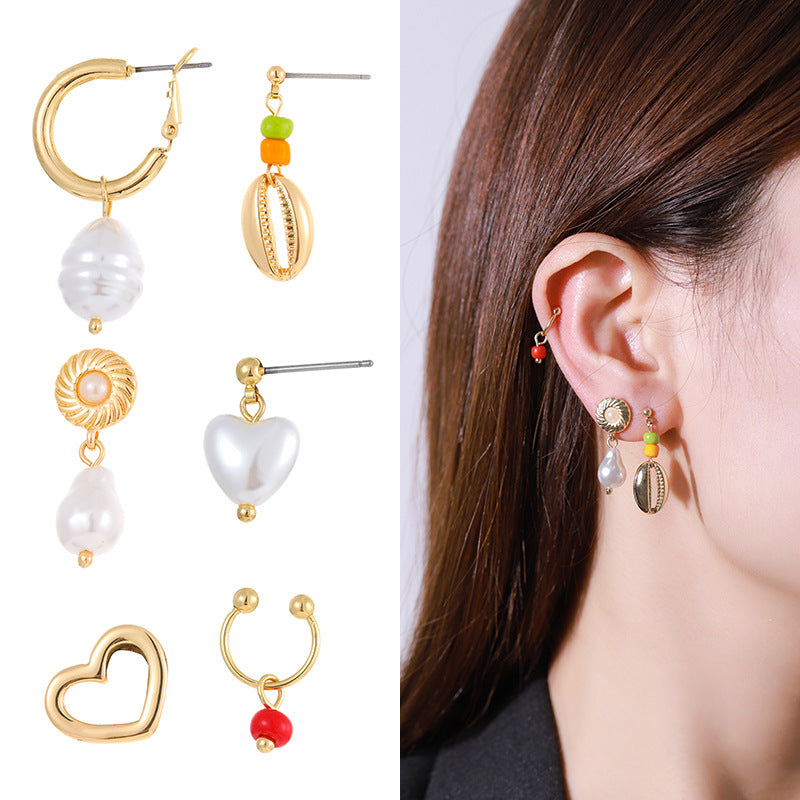 Gold Plated Multi-Row Pearl Necklace Earrings Set Elegant Inlaid Pearl Jewelry Suit For Women|US local Delivery