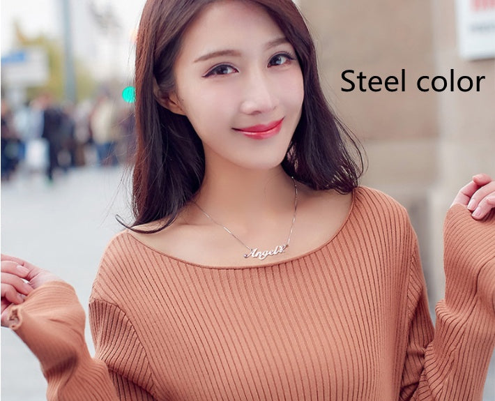 Custom Two Name Engraved Necklace | Minimalist O Word Chain Jewelry
