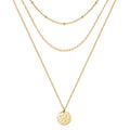 14K Gold Hammered Disc Layered Necklace Retro Women Fashion Jewelry US2US Fast Ship