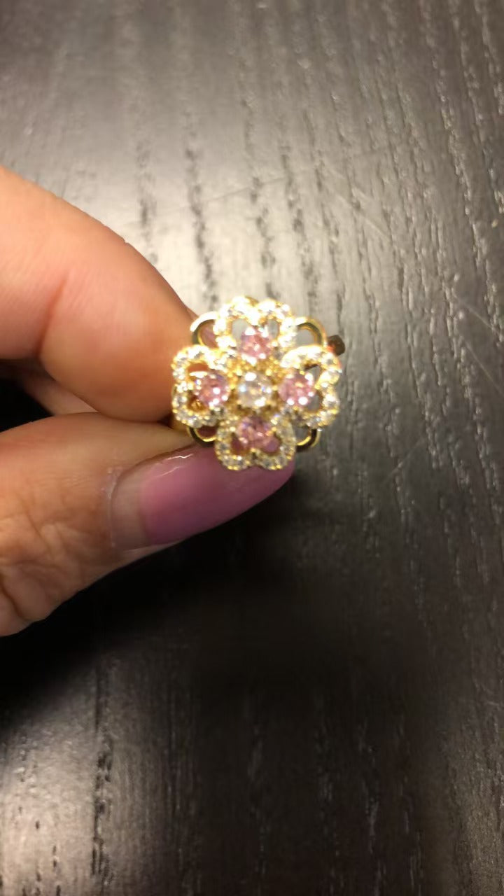 Rotatable Zircon Stainless Steel Open Adjustable Ring For Women US2US Ship