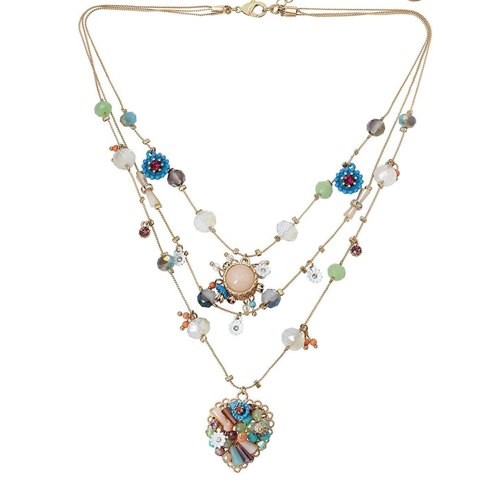 Bohemian Multi Layer Heart Beaded Necklace, Handmade Vintage Summer Necklace for Women