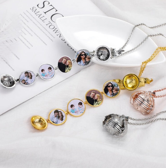 Custom Photo Phase Box Necklace | Men’s Flower Basket Chain Jewelry