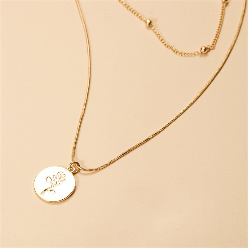 Classic Rose Embossed Multi-layer Necklace Adjustable Simple Style Ladies Neck Jewelry Party Dating Accessory|US Fast Shipping