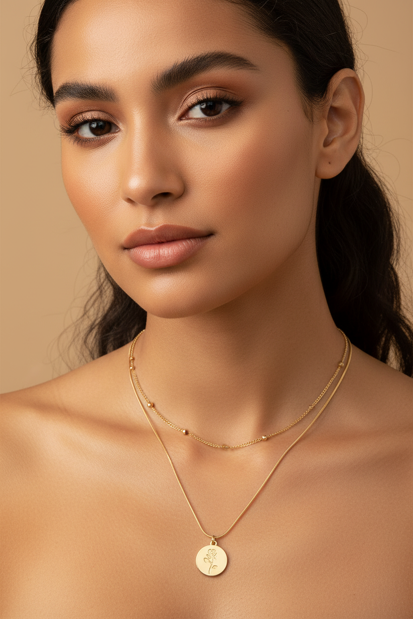 Classic Rose Embossed Multi-layer Necklace Adjustable Simple Style Ladies Neck Jewelry Party Dating Accessory|US Fast Shipping