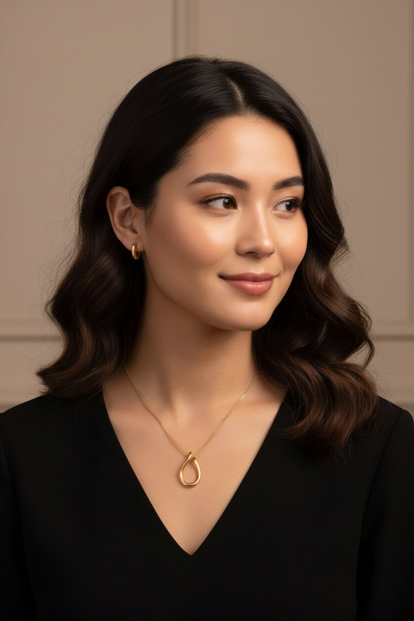 Geometric Hoop Necklace for Women, Minimalist Bold Box Chain Necklace, Gold & Chrome Plated Copper Pendant Necklace, Elegant Daily Fashion Jewelry Gift