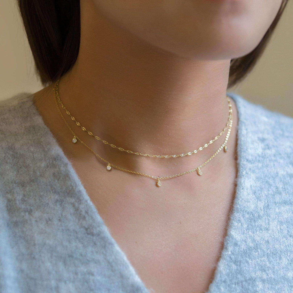 14K Gold Dainty Teardrop Necklace Casual Stackable Women Jewelry US2US Ship