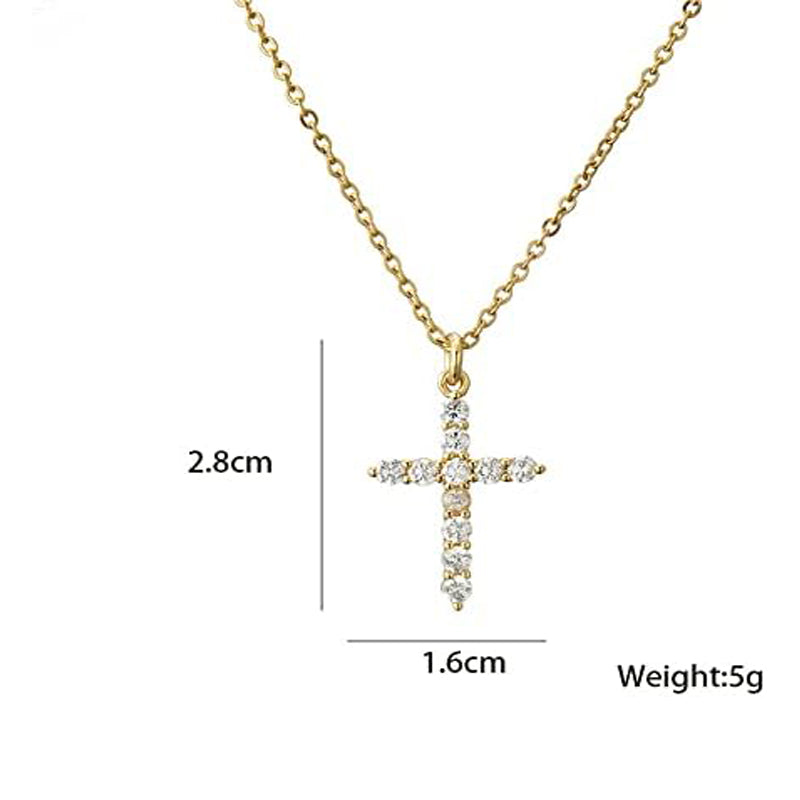 14K Gold Plated Tiny Sideways Cross Necklace Dainty Minimalist Faith Jewelry US2US Fast Ship