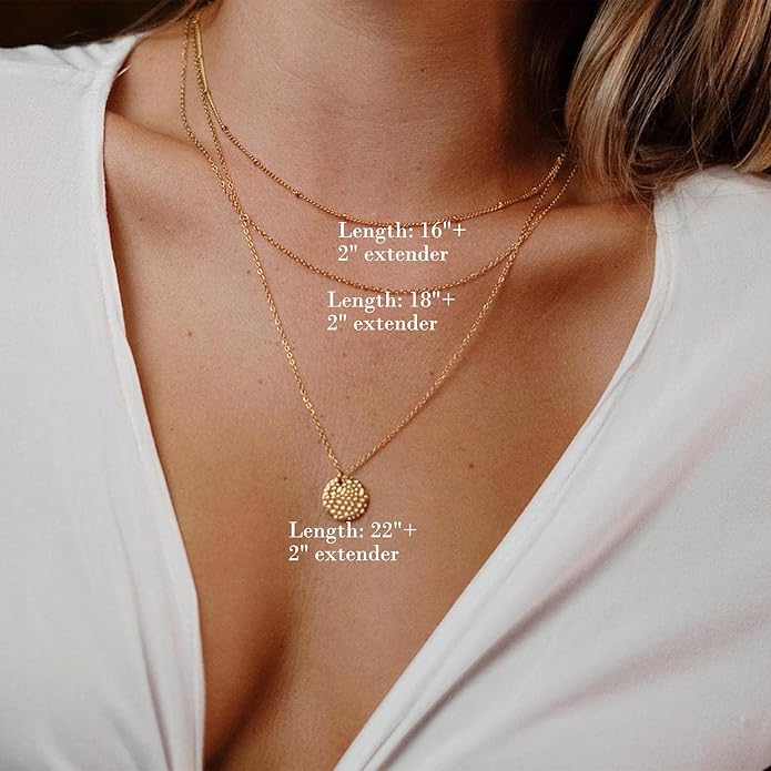 14K Gold Hammered Disc Layered Necklace Retro Women Fashion Jewelry US2US Fast Ship
