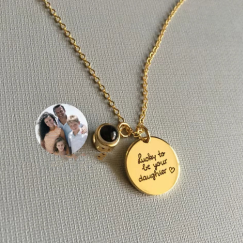 Custom Photo Projection Bar Necklace | Personalized Name Engraved Jewelry
