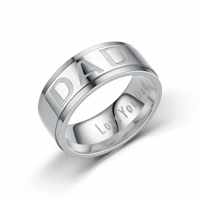 DAD Stainless Steel Frosted Ring Father's Day Ring