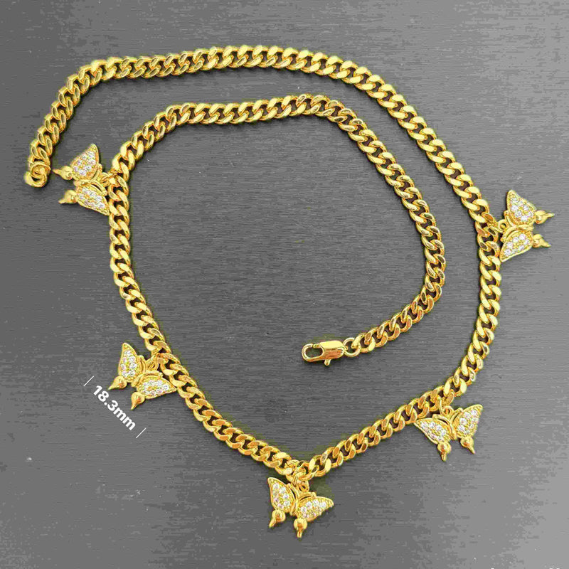 24K Gold Plated Butterfly Tennis Necklace Micro Paved Moissanite Elegant Women Neck Jewelry Gift|US2US Ship