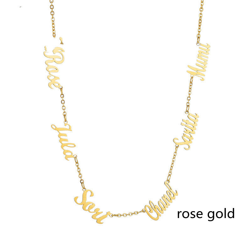 Custom Two Name Engraved Necklace | Minimalist O Word Chain Jewelry