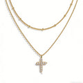 Colorful Bling 14K Gold CZ Cross Necklace Minimalist Religious Pendant Jewelry US2US Ship