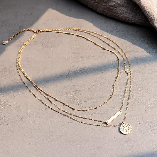 Dainty Layered Chain Choker 14K Gold Plated Women Fashion Necklace US2US Ship