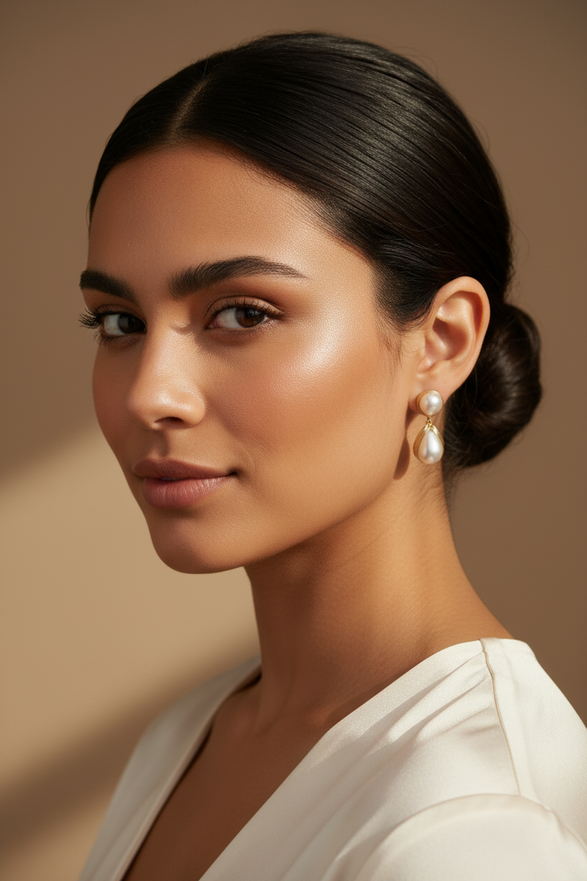 French Retro Heart Earrings | Zircon & Pearl Geometric Gold Plated Earrings