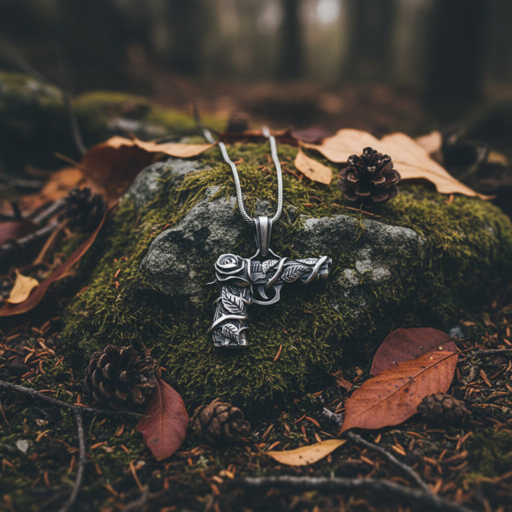 A Little Surprise for Dad |Personalized Gun & Rose Pendant Necklace | Father's Day Gift for Him on sale|US Fast Shipping|
