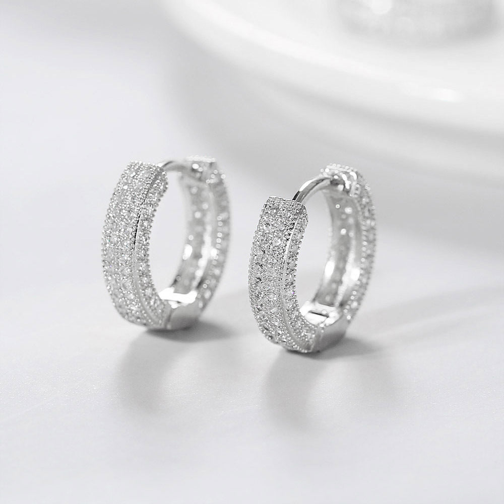 1 Pair Men's Hip Hop Zircon Hoop Earrings,Sparkling, Sleek Luxury,Versatile And Stylish