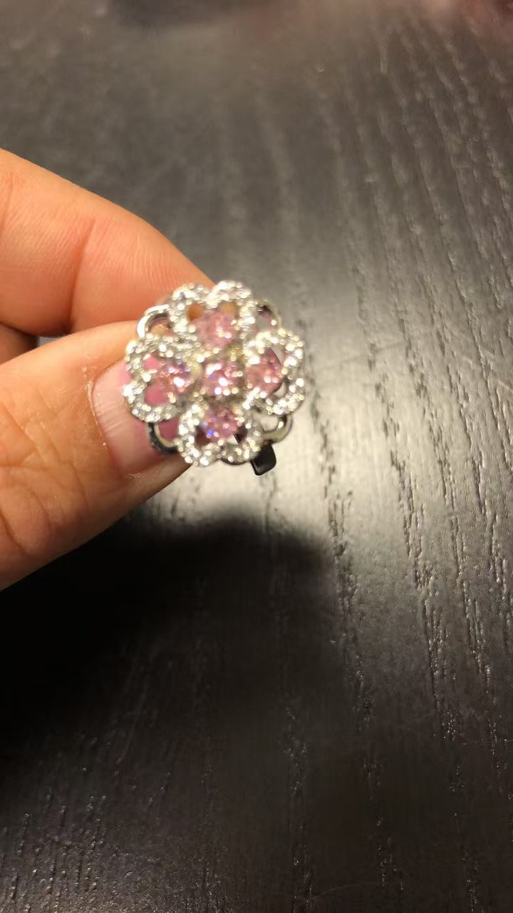 Rotatable Zircon Stainless Steel Open Adjustable Ring For Women US2US Ship