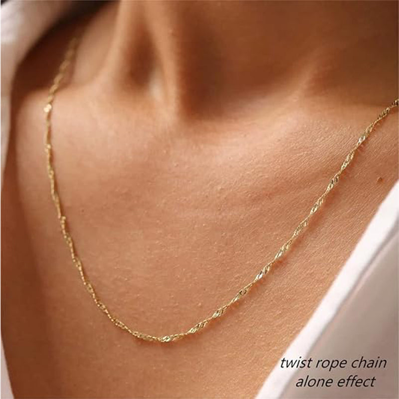 Minimalist 14K Gold Solitaire Charm Necklace Everyday Wear