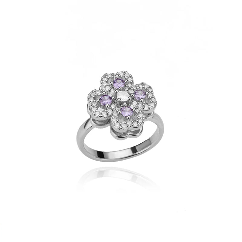 Rotatable Zircon Stainless Steel Open Adjustable Ring For Women US2US Ship