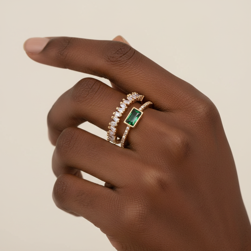 Luxury Peacock Green Ring | Real Gold Plated Full Paved Adjustable Ring
