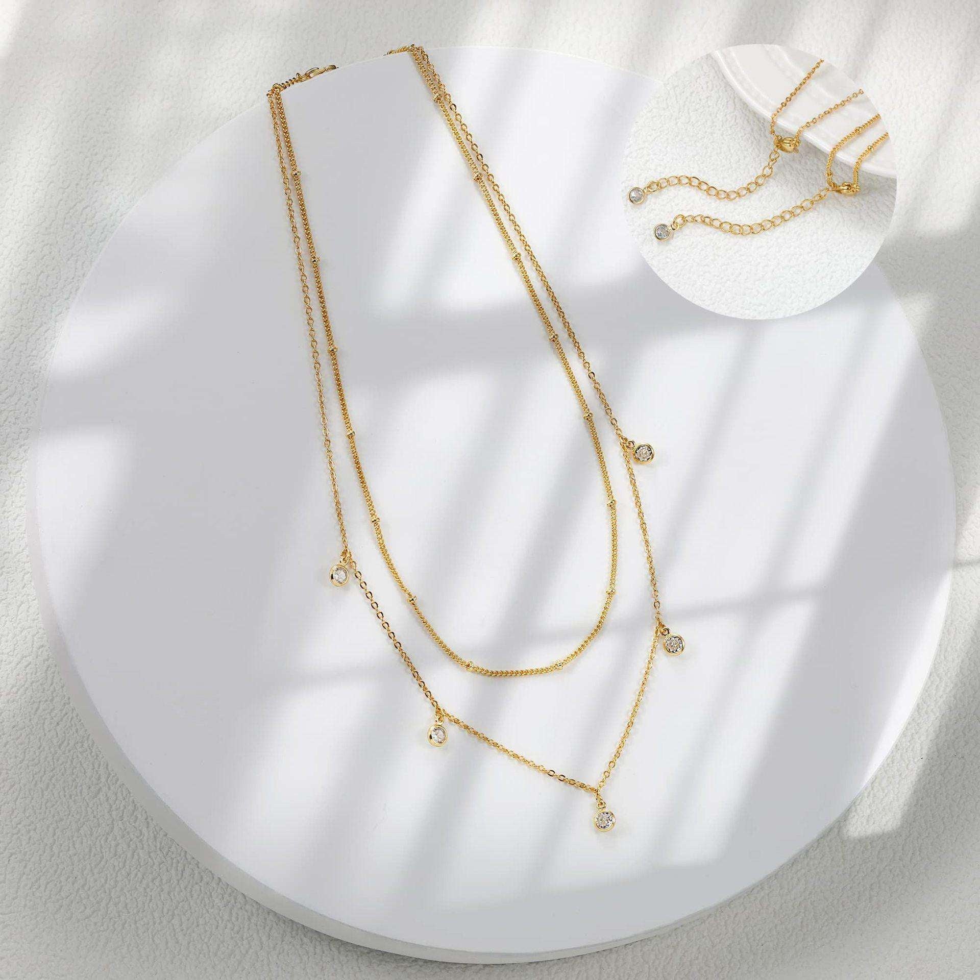 14K Gold Dainty Teardrop Necklace Casual Stackable Women Jewelry US2US Ship