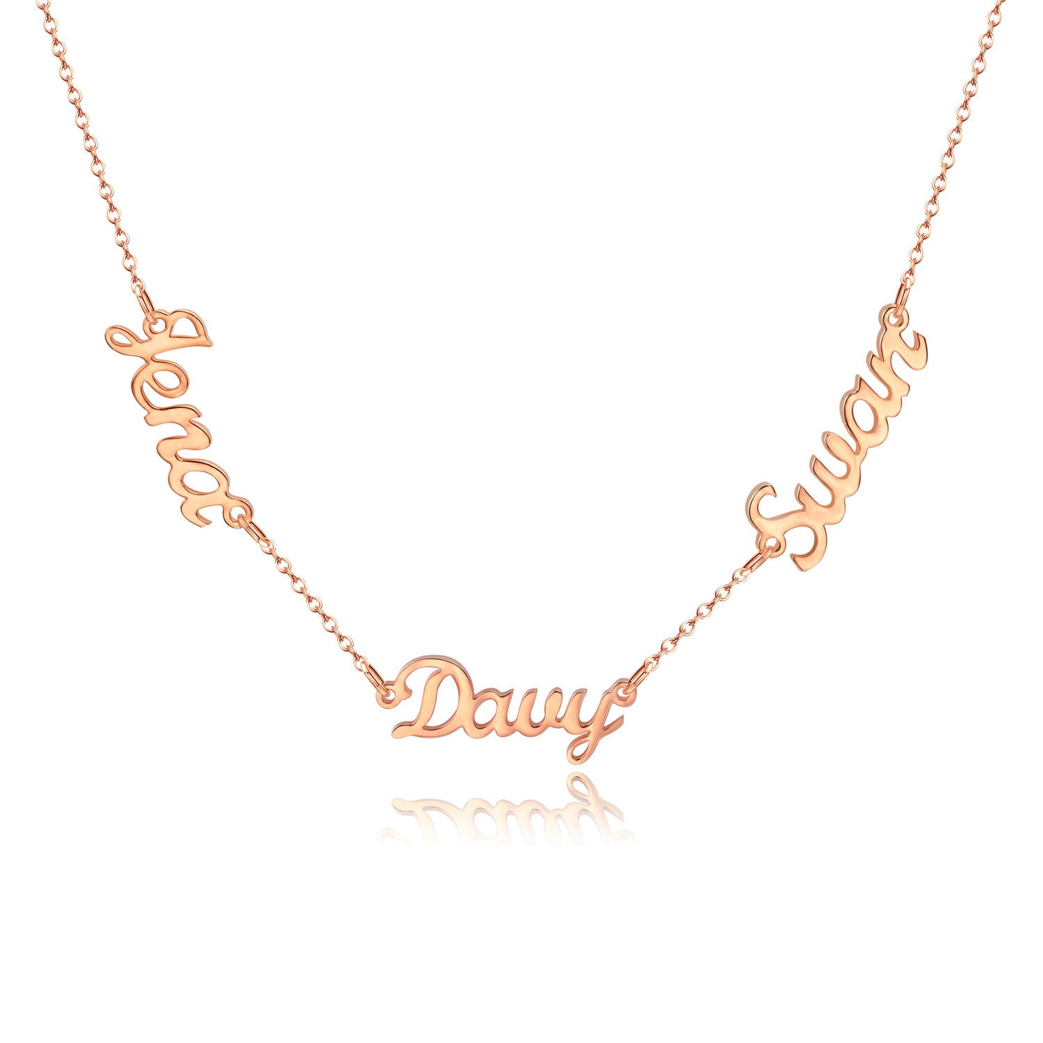 Custom Two Name Engraved Necklace | Minimalist O Word Chain Jewelry