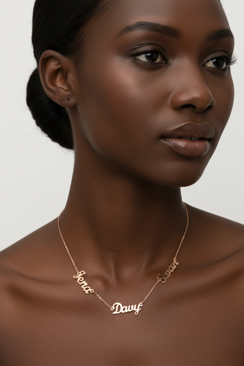 Custom Two Name Engraved Necklace | Minimalist O Word Chain Jewelry