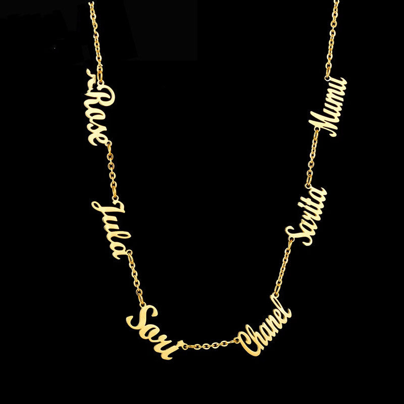 Custom Two Name Engraved Necklace | Minimalist O Word Chain Jewelry