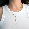 Custom Bubble Letter Lariat Name Necklace, Dainty O Chain Personalized Name Necklace, Gold Silver Minimalist Adjustable Necklace, Gift for  Birthday&DAD&Mom