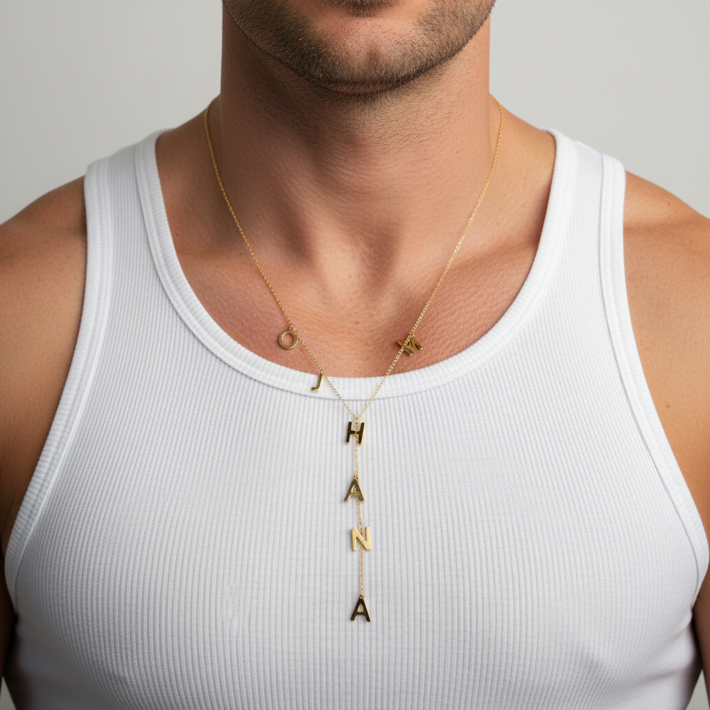 Custom Bubble Letter Lariat Name Necklace, Dainty O Chain Personalized Name Necklace, Gold Silver Minimalist Adjustable Necklace, Gift for  Birthday&DAD&Mom