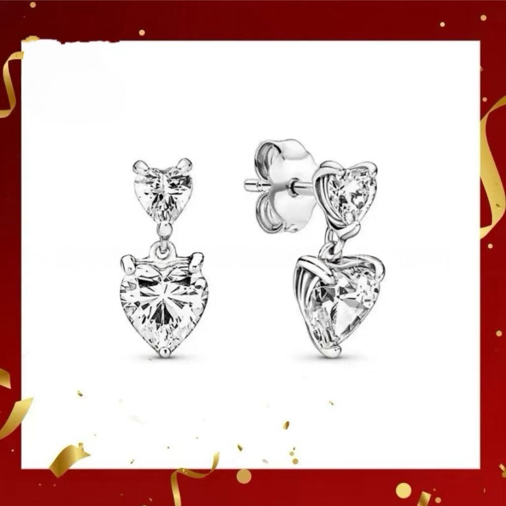 Heart-Shaped Castle Eternal Pendant Sparkling Round Halo Necklace And Earrings