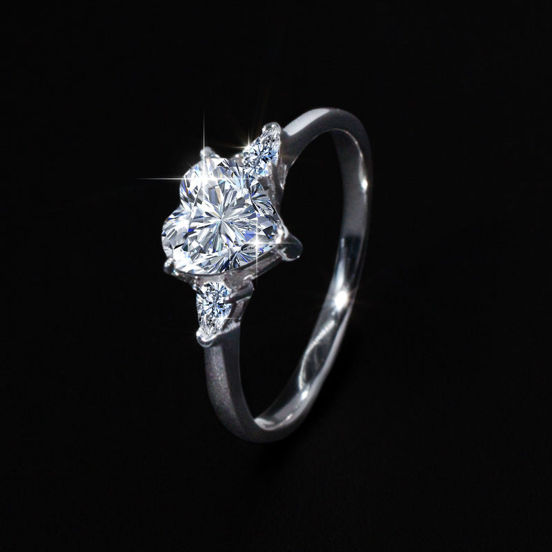 Womens Casual Moissanite Heart Ring