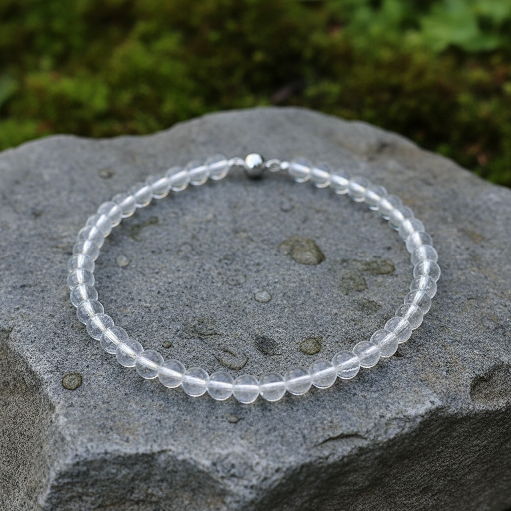 Clear Natural Crystal Bead Necklace Women Elegant Seamless Magnetic Clasp Stylish Daily Jewelry On Sale