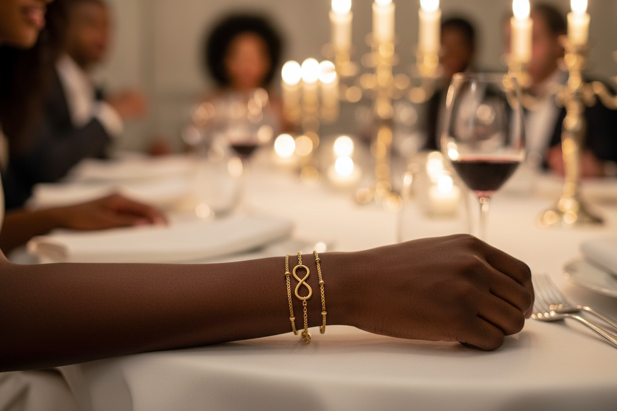 14K Gold Plated Infinity Charm Bracelet | Skin-Friendly Tarnish-Resistant Layered Bracelet